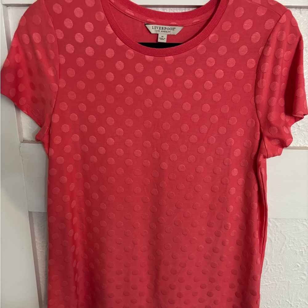 Liverpool Los Angeles Coral/Pink Polka Dot Women's Top